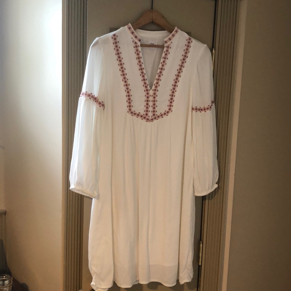 White embroidered shift dress